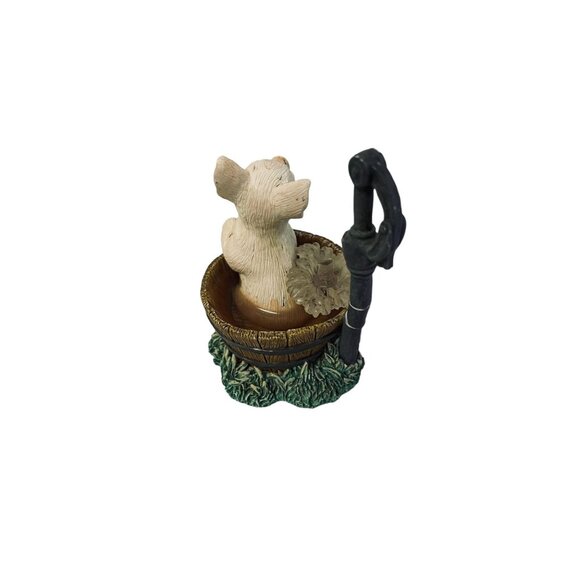 Hamilton Collection Farm Livin Collection Squeaky Pig Blue Bird Bath Figurine - Picture 12 of 13